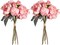 Pink Peonies Artificial Flowers 2 Bouquets Vintage Fake Peonies 14pcs Heads Silk Flowers with Stems for Wedding Decoration Bride Bouquet Faux Flowers Crafts Floral Arrangement